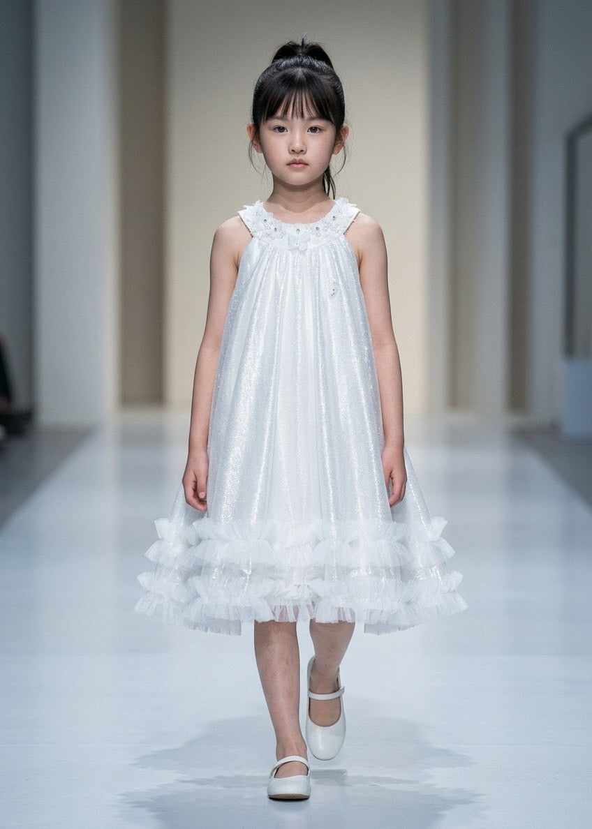 White Tulle Ruffle Dress 5