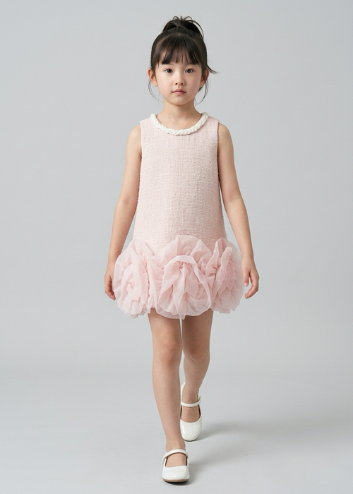 Tweed Dress White and Pink colors