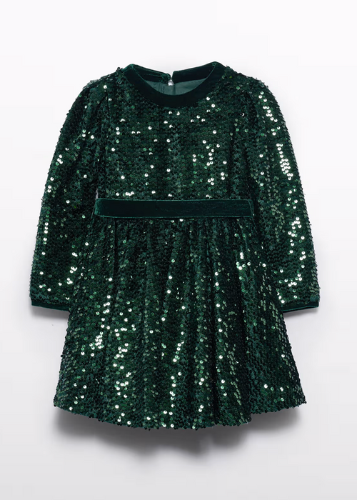 Girls Sequin Velvet Dress