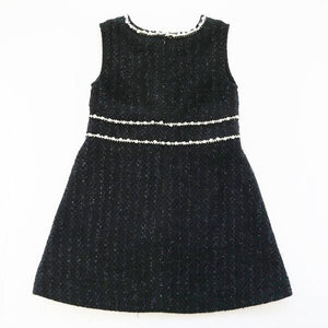 Pearl Trim Textured Dress - Black
