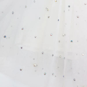 Rhinestone and pearls white Tutu Skirt