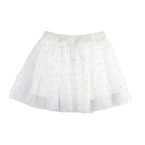 Rhinestone and pearls white Tutu Skirt