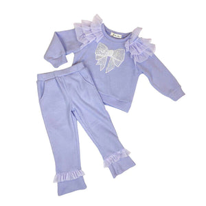Purple Embellished Bowtie Set