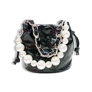 Pearl Handle Quilted Bucket Bag