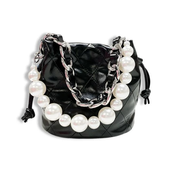 Pearl Handle Quilted Bucket Bag