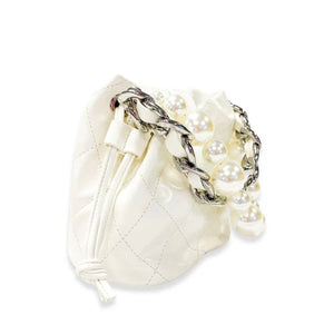 Pearl Handle Quilted Bucket Bag