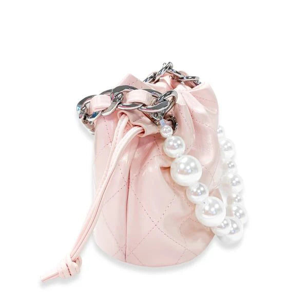 Pearl Handle Quilted Bucket Bag