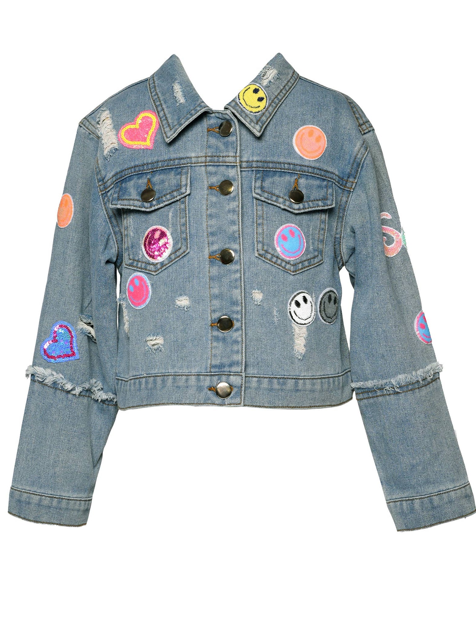 VINTAGE JEAN JACKET WITH SEQUIN PATCHES