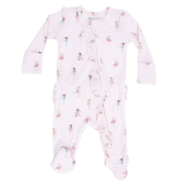 Petite Ballet 2 Way Ruffle Front Zipper Footie