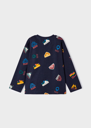 Printed L/s t-shirt for kid boys