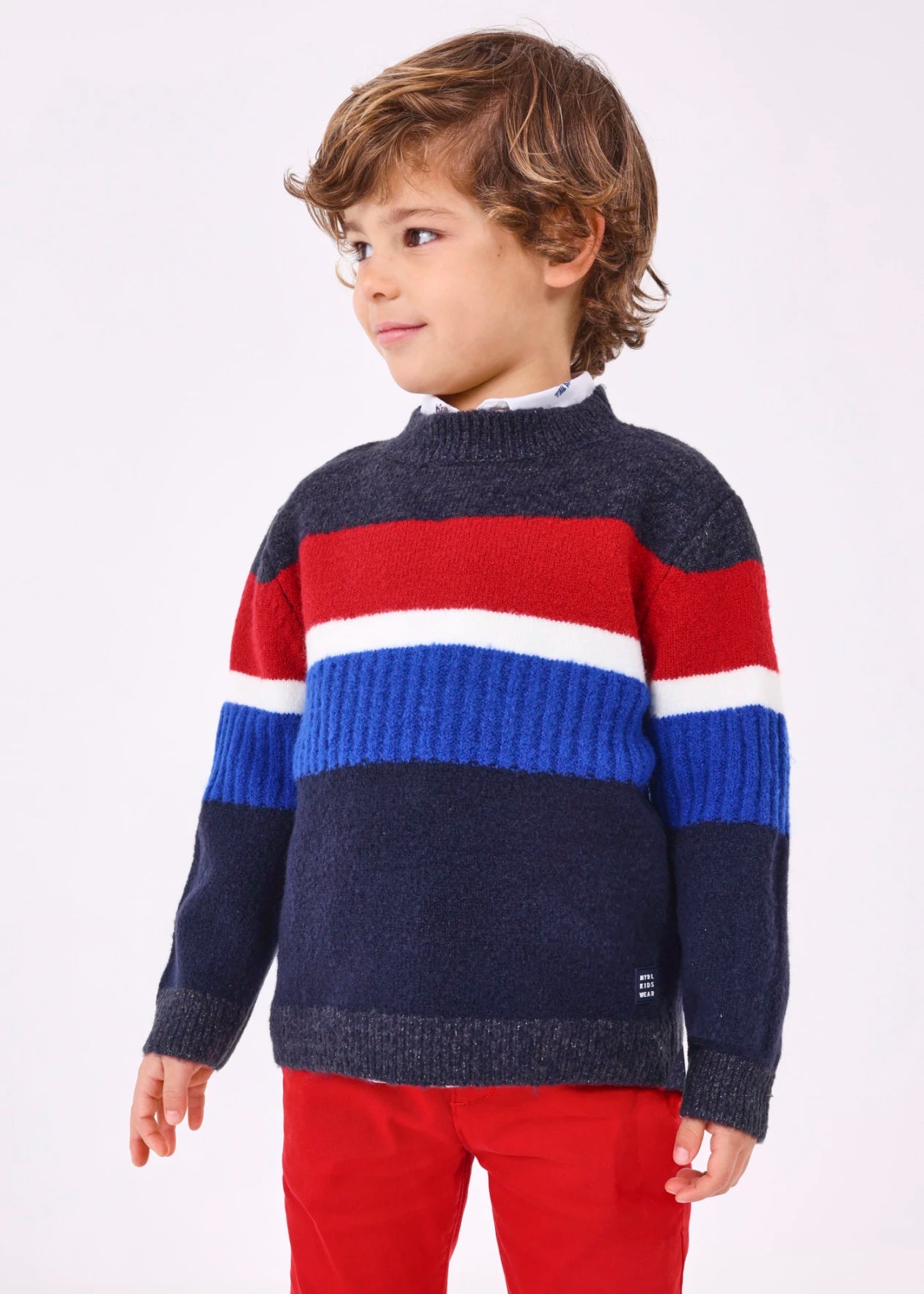 Knit sweater color block boy