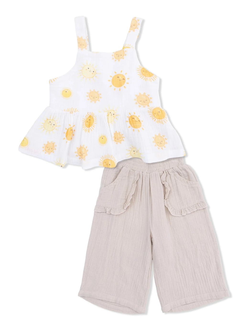 Happy Suns Peplum Tank with Wide Leg Pant