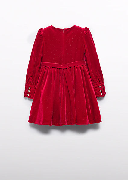 Girls Glitter Red Velvet Dress