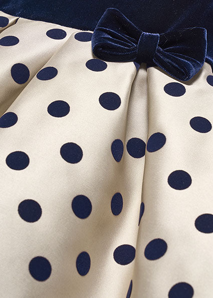 Girls Mikado Dress With Flocked Polka Dots