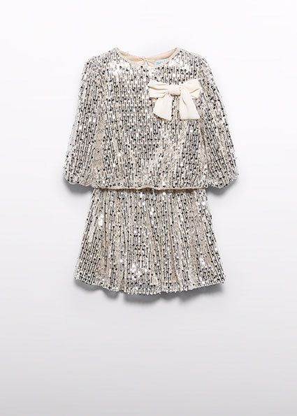 Girls Silver Sequin Skirt Set