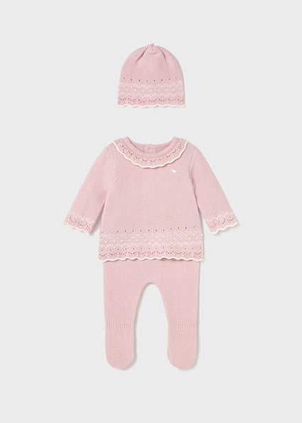 Newborn Girl 3-Piece Knit Set