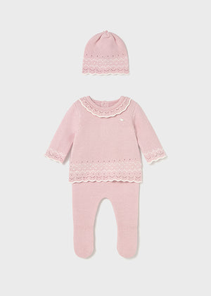 Newborn Girl 3-Piece Knit Set
