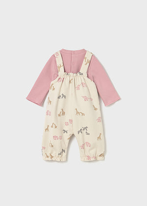 Newborn Girl Dungaree and T-Shirt Set