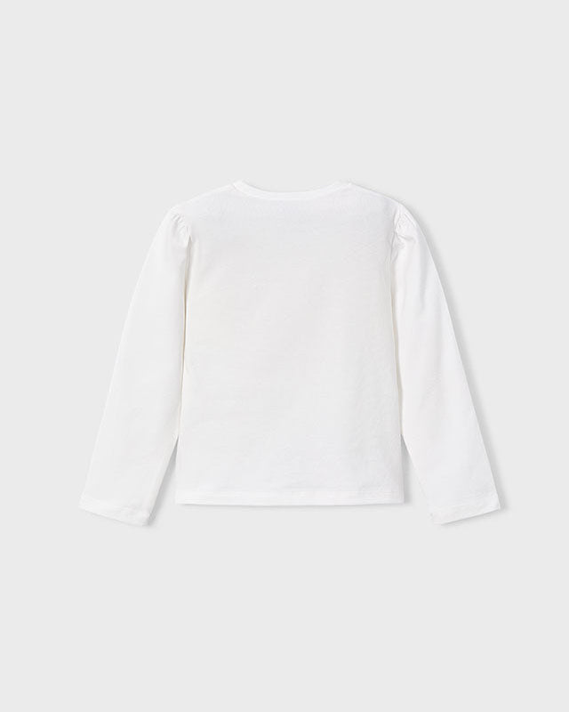White long-sleeve top on a light gray background