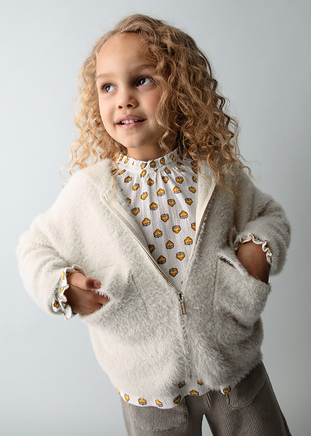 Girl Zip-Up Almond Hoodie