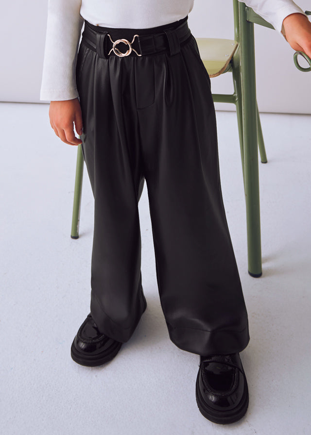 Girl Leatherette Belted Pants