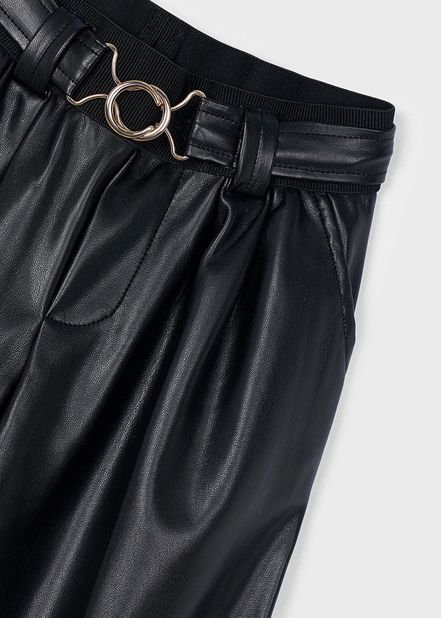 Girl Leatherette Belted Pants