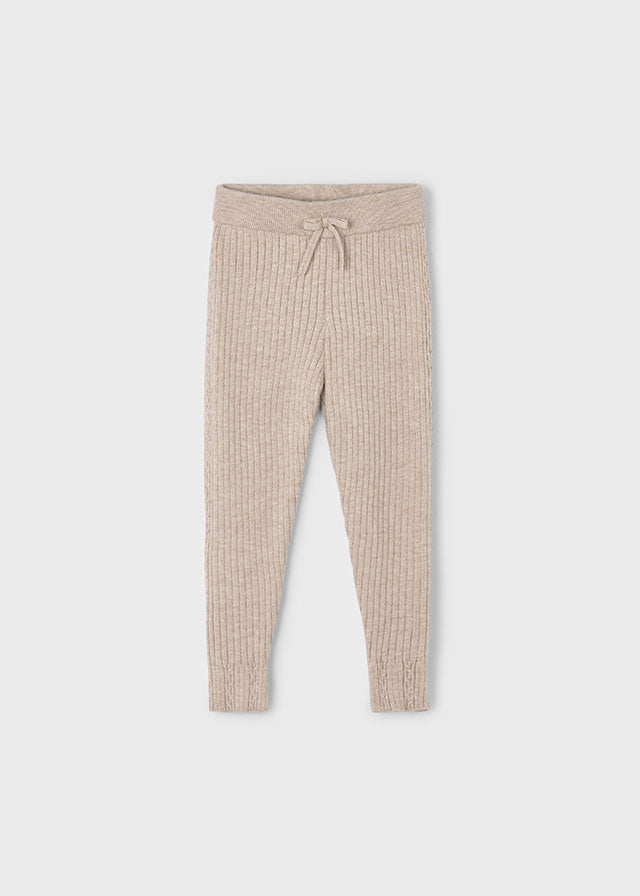 Girls Knit Leggings - Toffee
