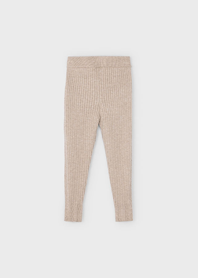 Girls Knit Leggings - Toffee