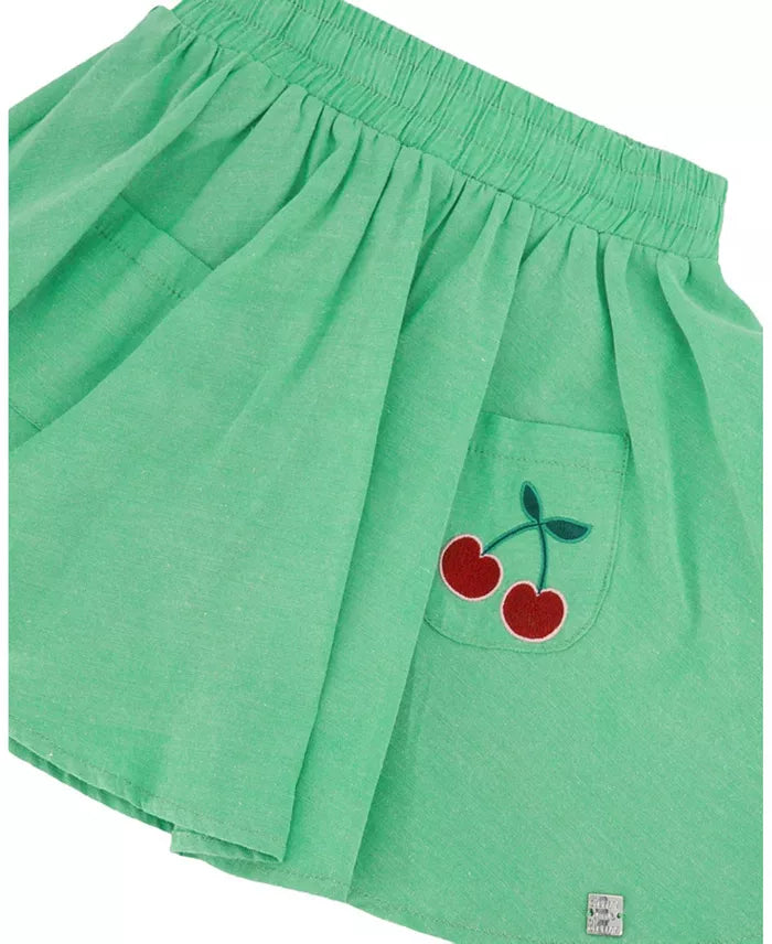 Golf Green Skort With Embroidered Cherries