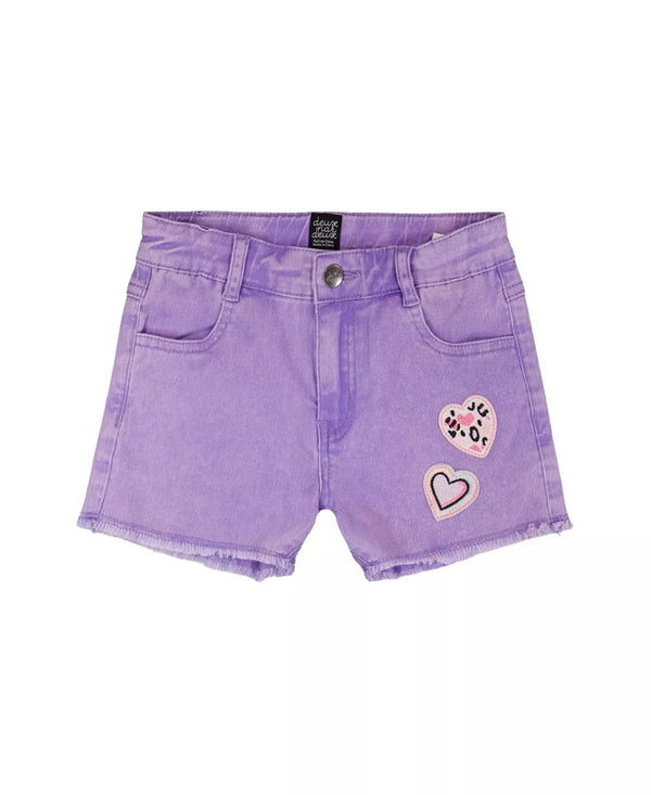 Girls' Heart Embroidery Denim Shorts