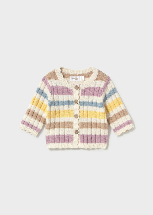 Newborn Girl Knit Cardigan - Striped