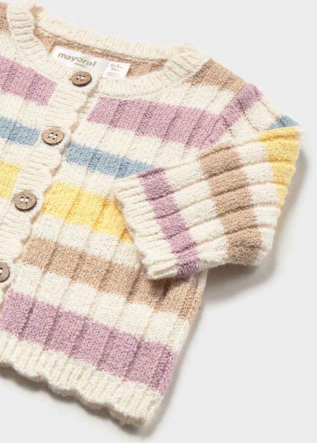 Newborn Girl Knit Cardigan - Striped