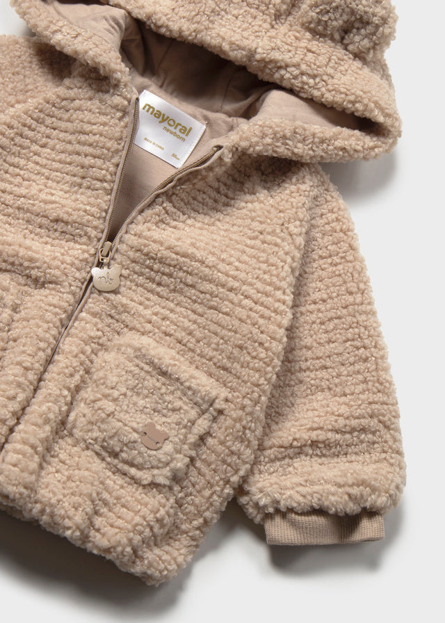 Newborn Girl Faux Fur Sweatshirt with Ears