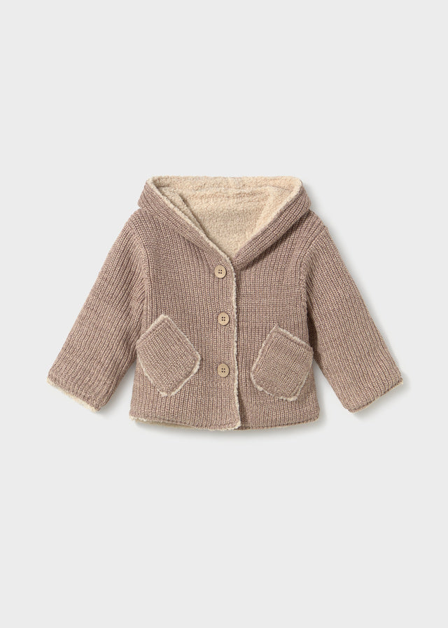 Knit Reversible Cardigan in Beige