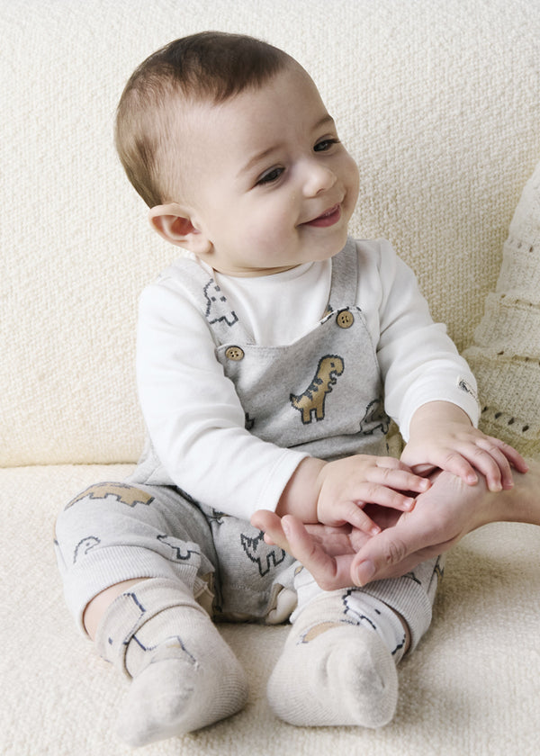 Baby Boy Dino Jacquard Romper