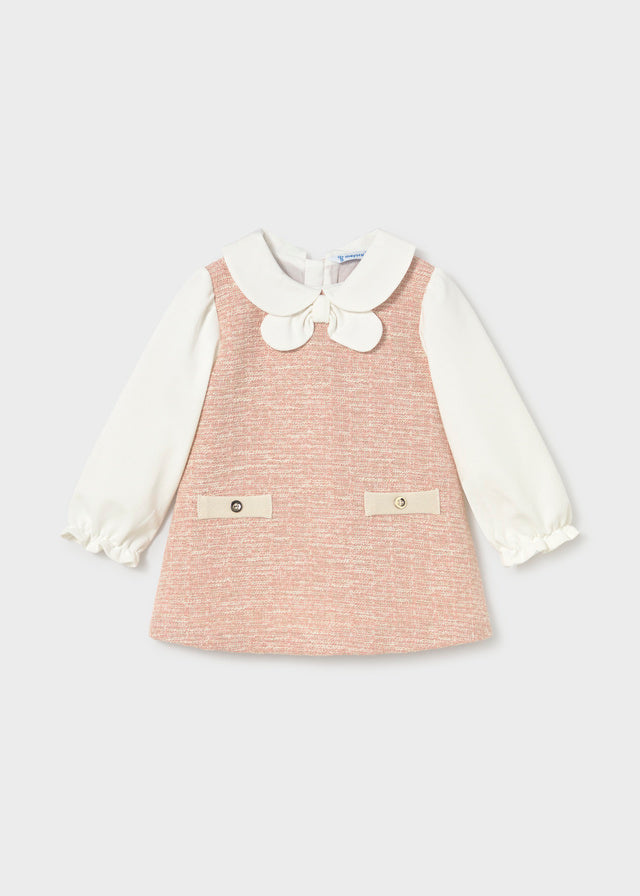Baby Girls Pink & White Woven Dress