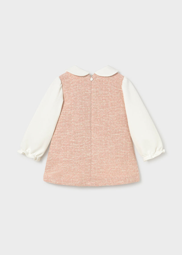 Baby Girls Pink & White Woven Dress