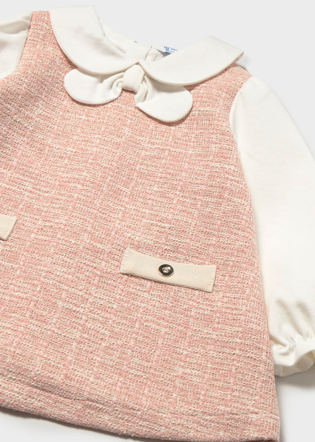 Baby Girls Pink & White Woven Dress