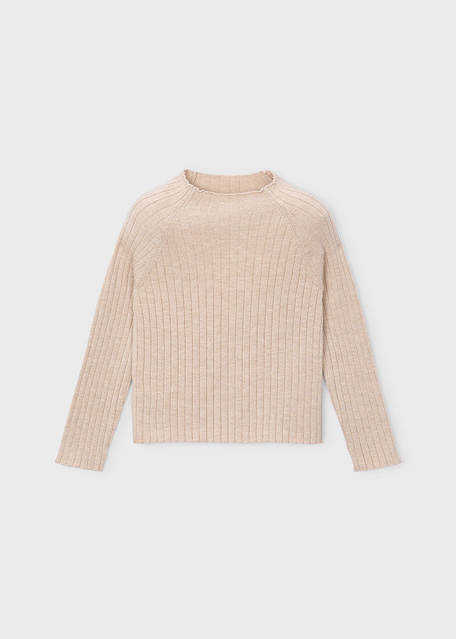 Girls' Soft Knitted Jumpers Beige and White