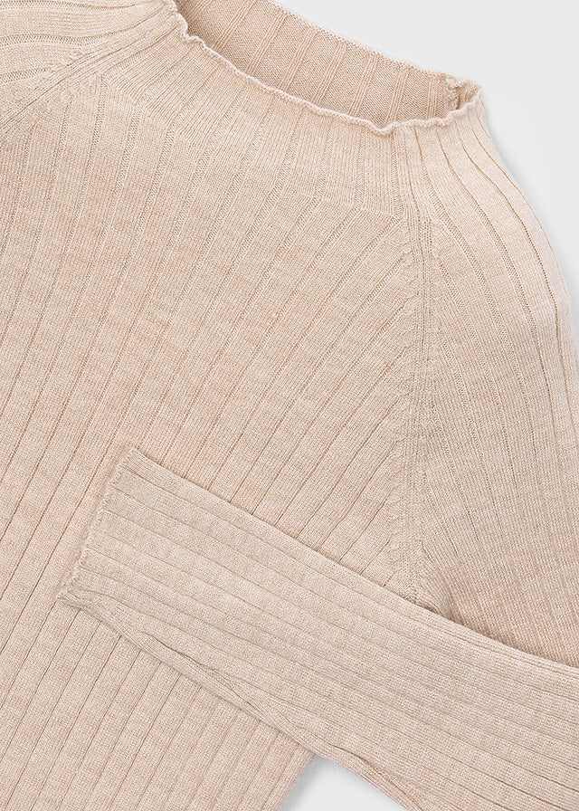 Girls' Soft Knitted Jumpers Beige and White