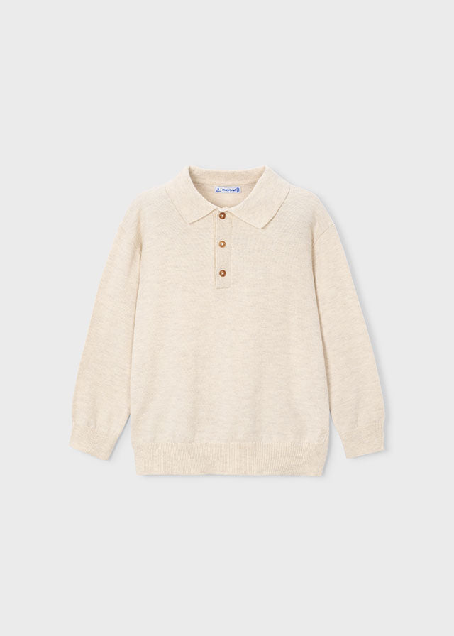 Boy Knit Polo Beige