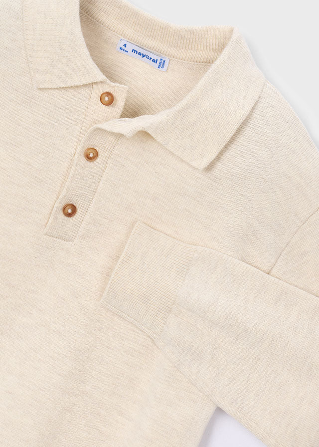 Boy Knit Polo Beige