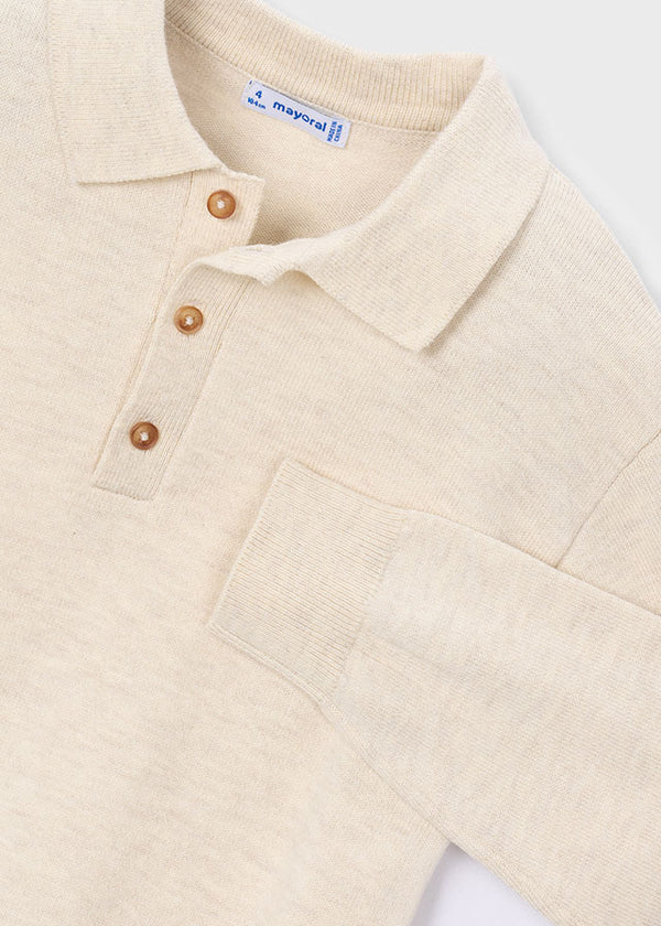 Boy Knit Polo Beige