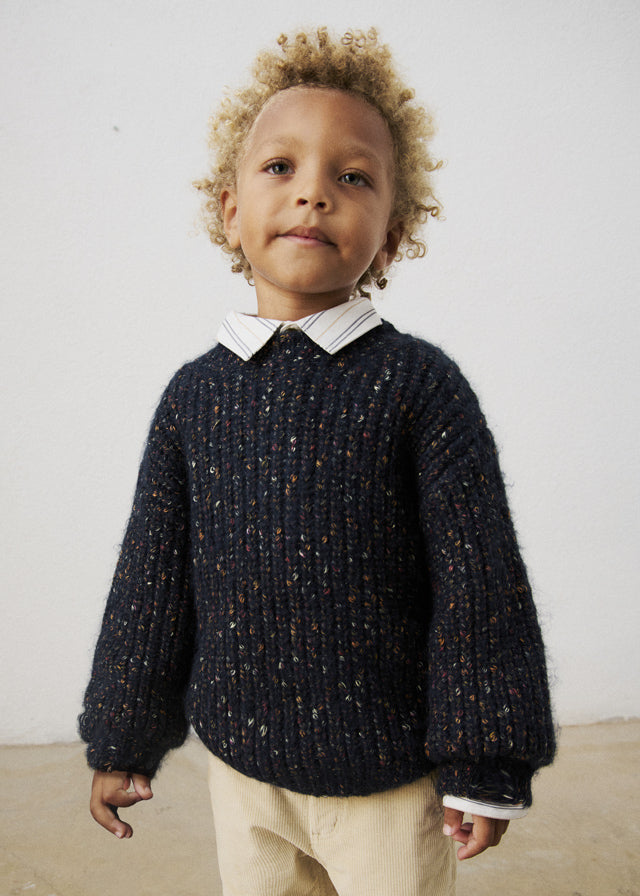 Tweed Knit Sweater in Onyx Speckle