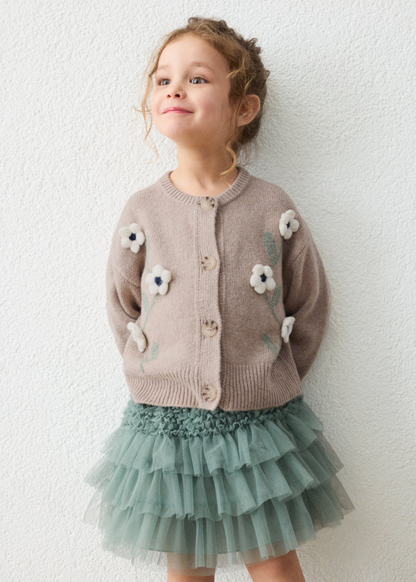 Girl Floral Knit Cardigan