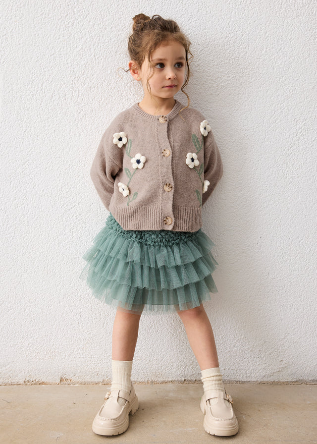Girl Floral Knit Cardigan