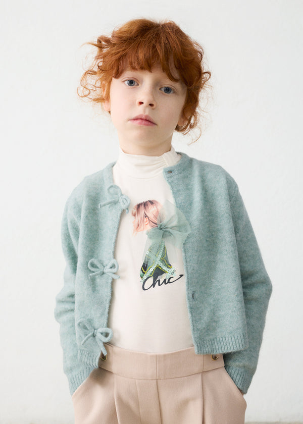 Girl Knit Cardigan With Bows