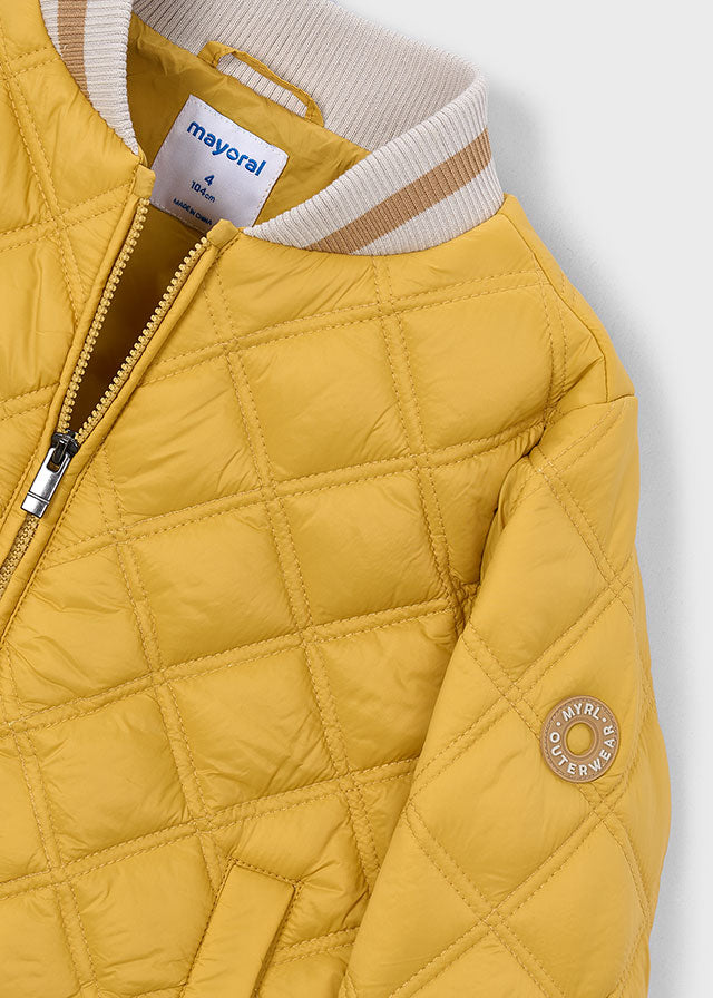 Boy Bomber Puffer Jackets Green and Yellow colors