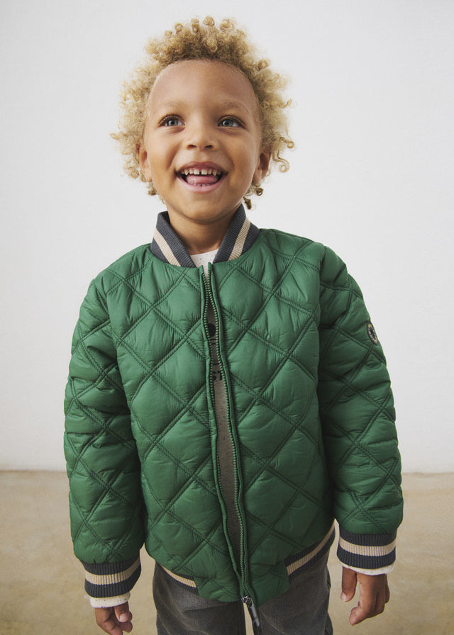 Boy Bomber Puffer Jackets Green and Yellow colors