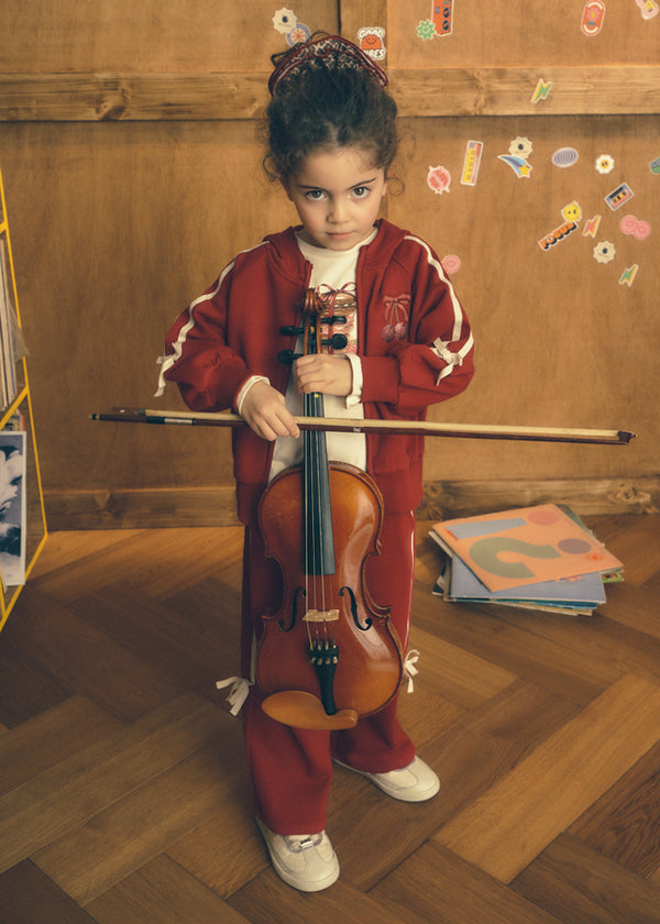 Girl Cherry Bow Tracksuit